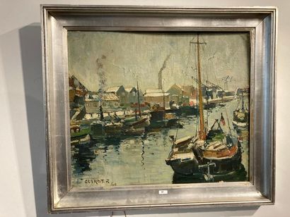 CLAROT René (1882-1972) "Quai de Willebroeck (Bruxelles)", [19]40, huile sur toile...