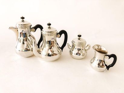 CHRISTOFLE - Paris Tea and coffee set with twisted ribs, 20th century, silver plated...