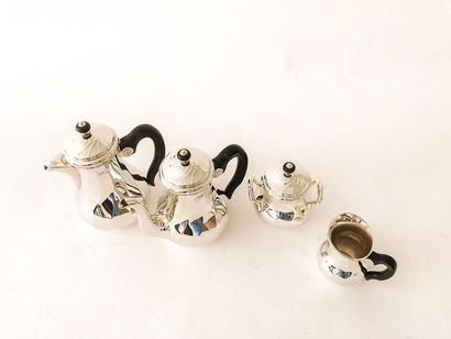 CHRISTOFLE - Paris Tea and coffee set with twisted ribs, 20th century, silver plated...