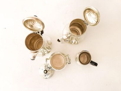 CHRISTOFLE - Paris Service à thé et à café à côtes torses, XXe, métal argenté, marqué,...