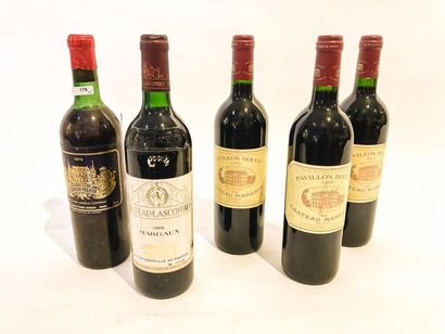 BORDEAUX (MARGAUX) Rouge, cinq bouteilles :

- Château Palmer, 3e grand cru classé...