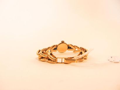 DREFFA - GENÈVE Ladies' wristwatch in 18-carat yellow gold with coarse mesh, bezel...