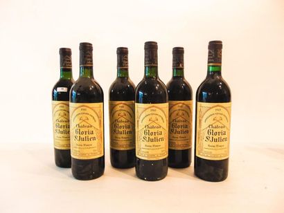 BORDEAUX (SAINT-JULIEN) Rouge, Château Gloria 1988, six bouteilles [bas-goulot].