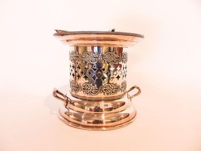 null Stove, XXth, silver plated metal, mark on reverse, h. 20 cm.
