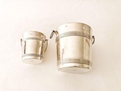 CHRISTOFLE - Paris Two buckets (bottle and ice), 20th, silver plated metal, marked,...