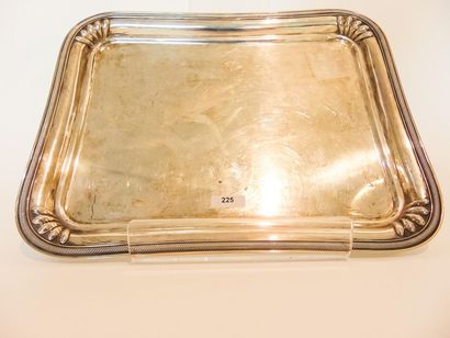 HOLLANDE Rectangular flying platter, 1838, silver chased, punched, w. 29.5 cm, approx....