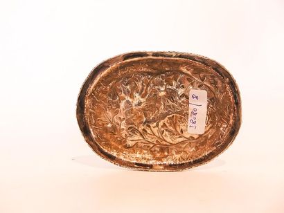 null Cigogne formant boîte en argent repoussé et ciselé, traces de poinçons, h. 24...