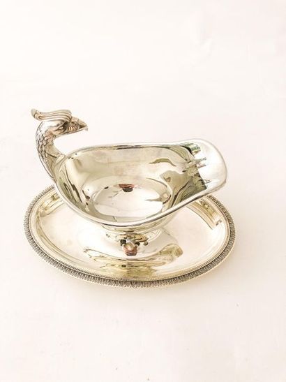 CHRISTOFLE - Paris Empire style set, 20th century, silver plated metal, marked, five...