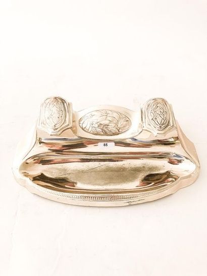 null Laurel writing case, early 20th century, silver plated metal, l. 28 cm [wea...