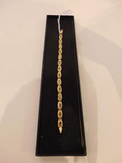 null Small link bracelet in 18 carat yellow gold set with stones, punched, l. 18.5...