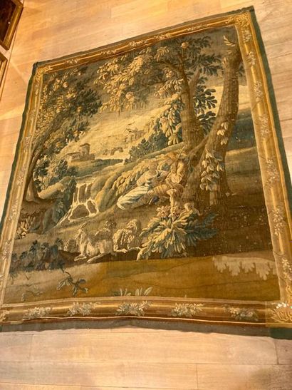 AUBUSSON [attribué à] "Pastorale", XVIIIe, tapisserie, 272x233 cm env. [altérations...