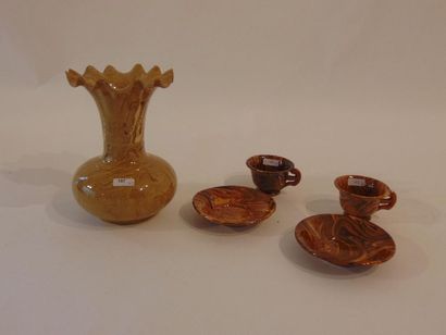 APT [attribué à] Vase à col en corolle, XXe, céramique à fond jaspé, h. 19,5 cm [petits...