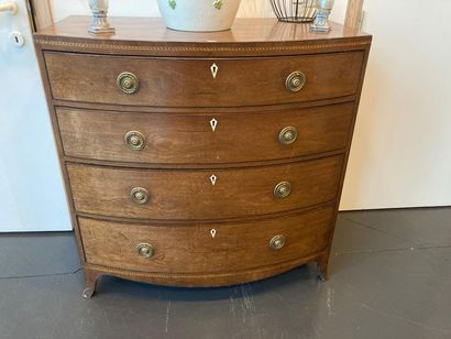 null Edwardian chest of drawers with four drawers, curved front, early 20th century,...