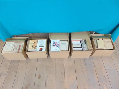 null Variety of books (novels, etc.), five boxes [various states].