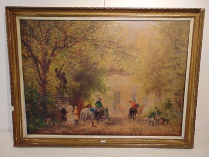 null Set of four large framed reproductions:

- "The First of November," 33x49.5...