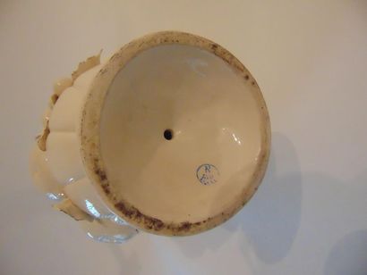 ITALIE Pair of fruit bowls, 20th century, glazed ceramic, mark on reverse, h. 41...