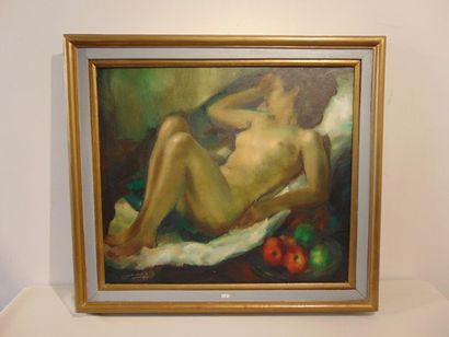 SERNEELS Clément (1912-1991) "Lying female nude", 1951, oil on canvas, signed and...
