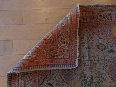 null Bakhtiar-style Persian carpet with medallion and polychrome stylized plants,...