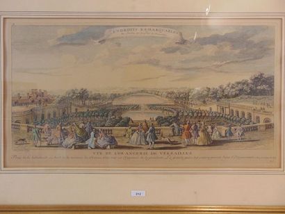 RIGAUD Jacques (c.1671/91-1754) [d'après] "Vue de l'orangerie de Versailles", estampe...