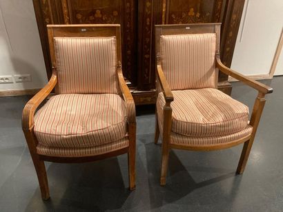 null Two Restoration style armchairs (one queen's and one cabriolet), 19th-20th century,...
