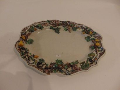 France Oval dish with a trompe-l'oeil decoration of vine branches and fruits, 18th...