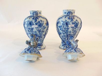 DELFT Part of a paneled trim and Far Eastern blue monochrome decoration in a Rocaille...