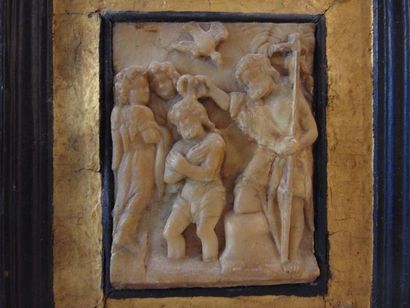 null MALINES, "Le Baptême du Christ", début XVIIe, haut-relief en albâtre sculpté,...