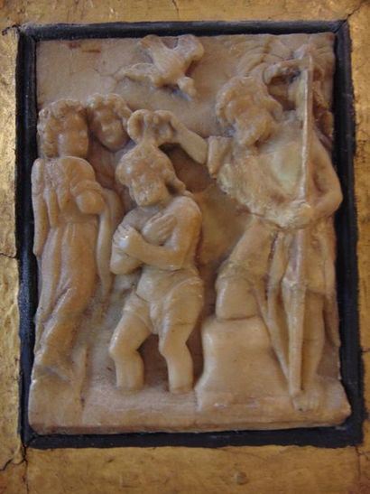null MALINES, "Le Baptême du Christ", début XVIIe, haut-relief en albâtre sculpté,...