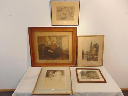 null Varia of large prints, five pieces [various states].