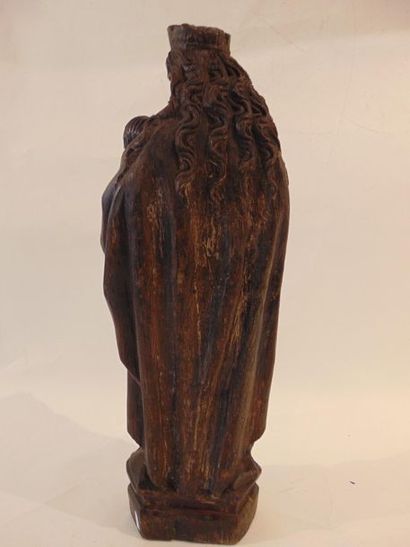 FLANDRES "Virgin and Child", 19th century, carved oak group with dark patina, pierced...