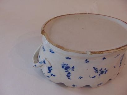 France Shell dish on base decorated with a seedling of flowering branches in blue...