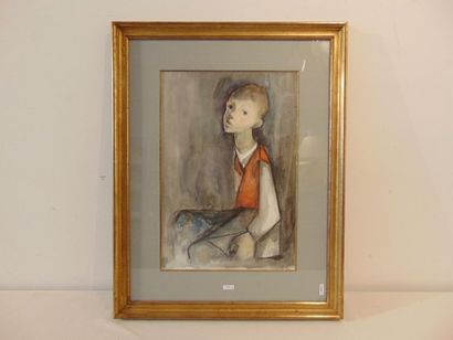DRIES Jean (1905-1973) "Jeune Fille" et "Jeune Homme", XXe, paire d'aquarelles sur...