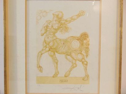 DALI Salvador (1904-1989) "Centaur", XXth, sepia lithograph (EA), signed lower right,...