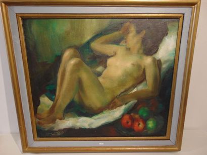 SERNEELS Clément (1912-1991) "Nu féminin allongé", 1951, huile sur toile, signée...