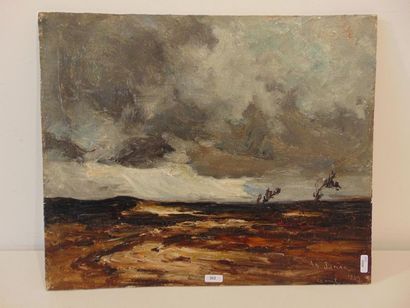 JAMAR Armand (1870-1946) "Paysage orageux", 1939, huile sur panneau, signée et datée...