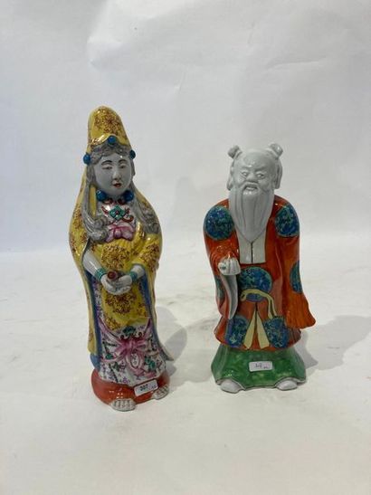 SAMSON Two statuettes (Guanyin and Immortal) in the taste of China, 19th century,...