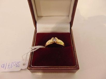 null Ring in 18 karat yellow gold set with a diamond, trace of a punch, t. 54, 4...