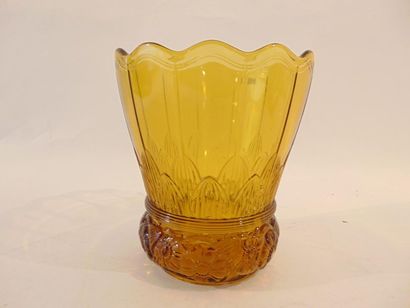 VAL-SAINT-LAMBERT Vase, 20th century, pressed-moulded amber crystal, marked on reverse,...