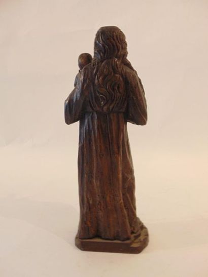 FLANDRES "Vierge à l'Enfant", XVIII-XIXe, groupe en bois sculpté à patine sombre...