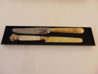 null Two dozen vermeil knives (including one with mother-of-pearl handles) in their...