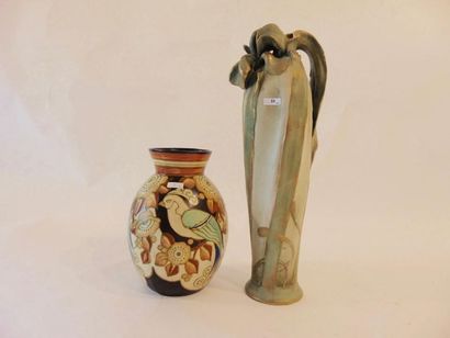 IMPERIAL AMPHORA - TURN (AUTRICHE) Art nouveau period tapered vase with iris, circa...