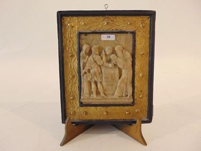 Malines "La Présentation au Temple", early 17th century, carved alabaster high relief,...