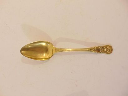 null Two dozen Rocaille forks and spoons, gilt in their covers, punches, approx....