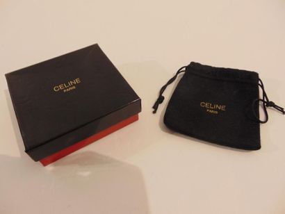 CELINE - PARIS Triple row lapel necklace, marked, with cover and box, w. 30.5 cm...