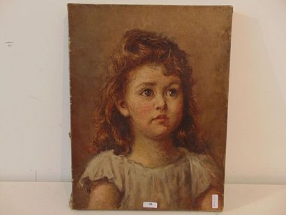 Ecole Belge "Portrait de fillette", circa 1900, huile sur toile, 36x27,5 cm [sans...