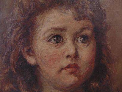 Ecole Belge "Portrait de fillette", circa 1900, huile sur toile, 36x27,5 cm [sans...