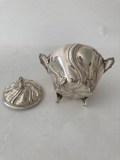 DELHEID Tea and coffee set in the Louis XV style, 20th century, chiselled silver,...