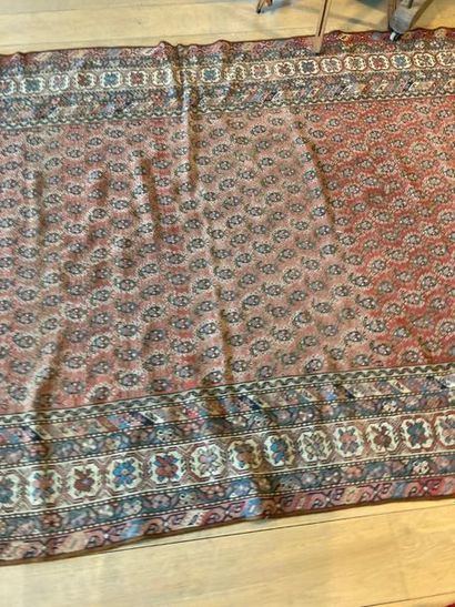 null Antique Persian carpet in Afshar style with botehs on brick field, 297x156 cm...