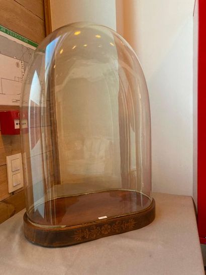 null Large Charles X period globe, circa 1830, glass, veneered wood base with inlaid...