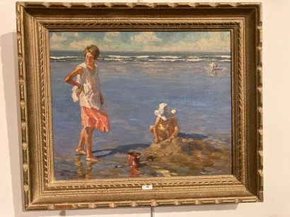 ATAMIAN Charles Garabed (1872-1947) [attribué à], "Games on the beach", early 20th...